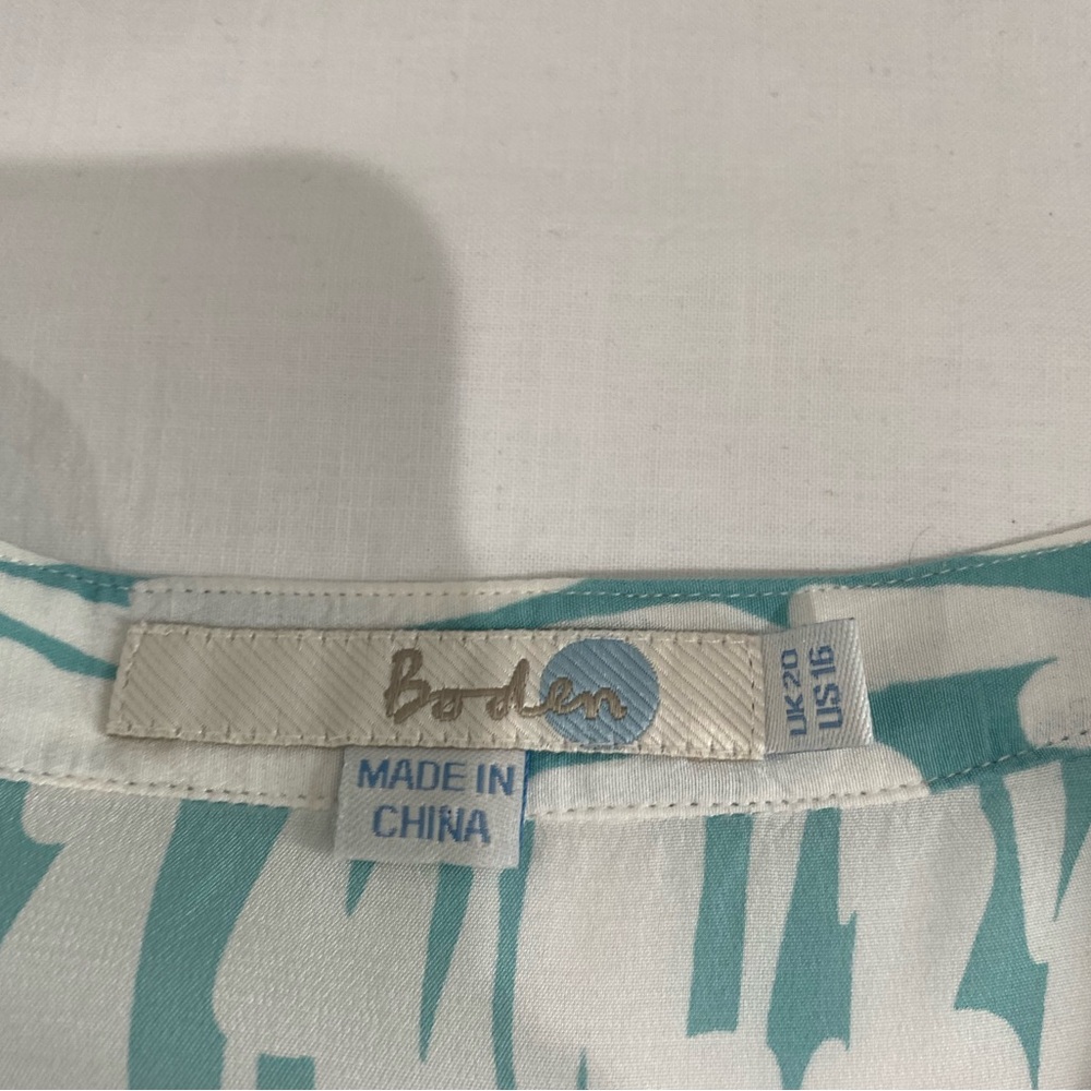 Boden Teal and White Blouse - Picture 5 of 7